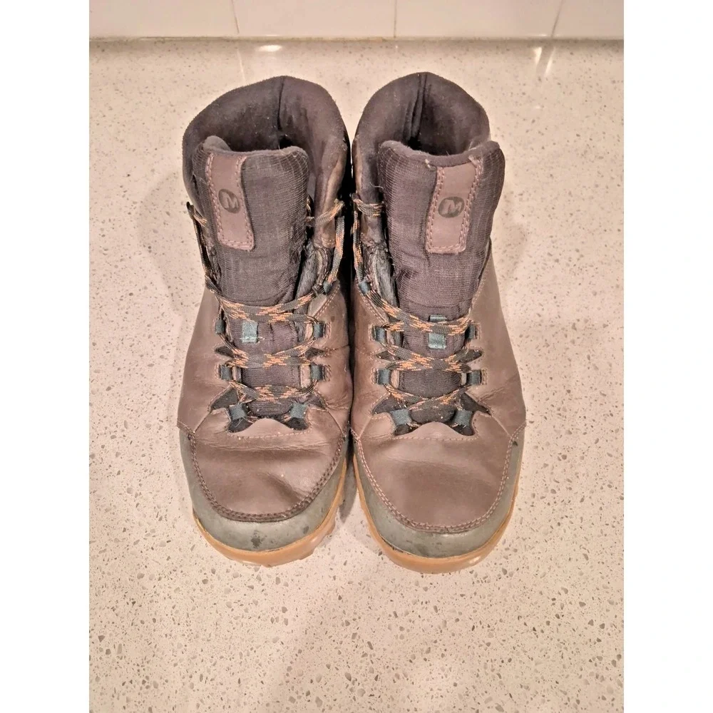 Size 9 Men's Merrell Overlook 6 Ice+ Waterproof Snow Boots Black/Brown